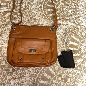 Roma Leathers R or L Lock, 4 Keys Concealed Carry Crossbody - Tan